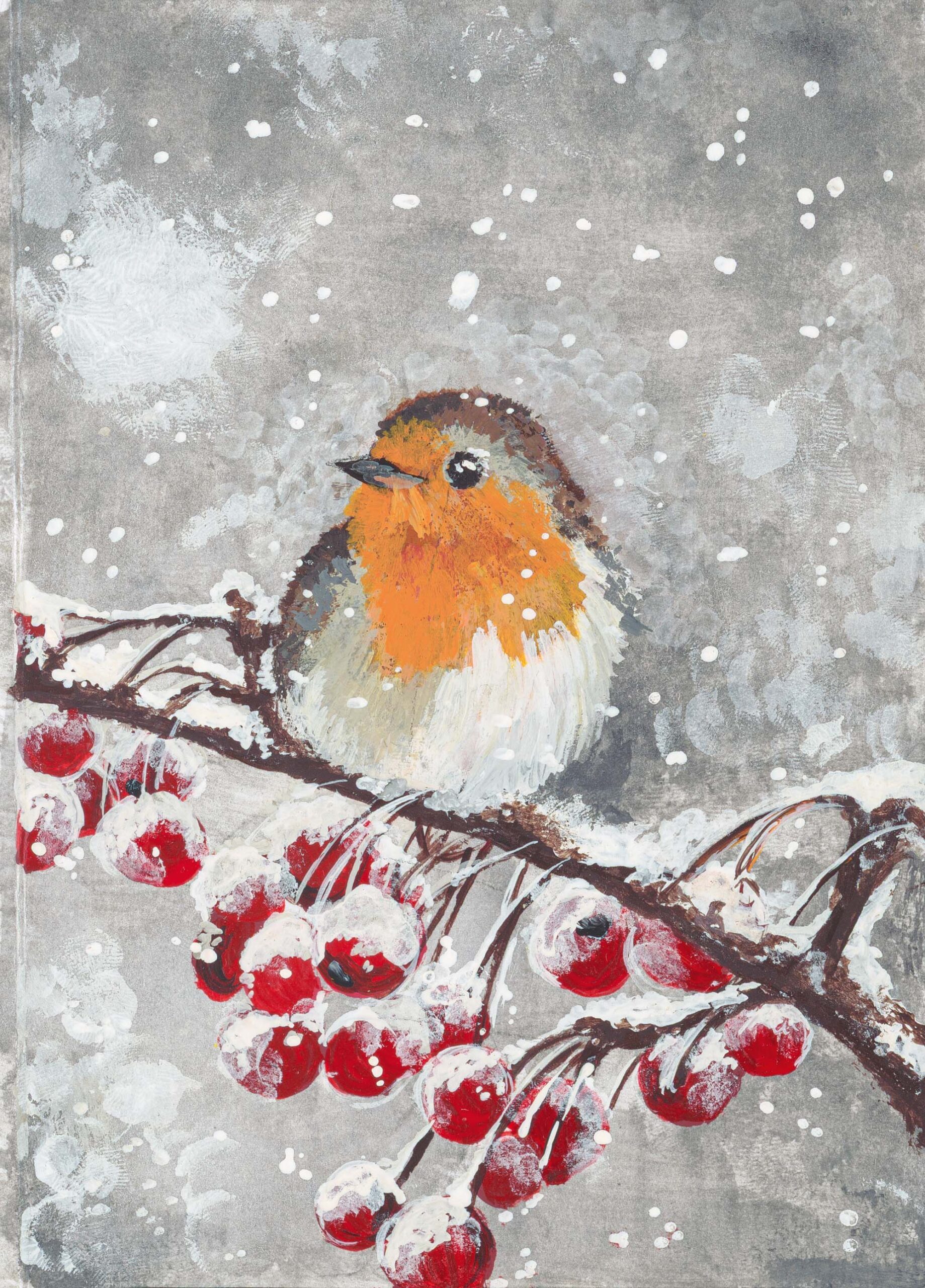 Rotkehlchen im Schnee, Edith Pixner – Bild 1
